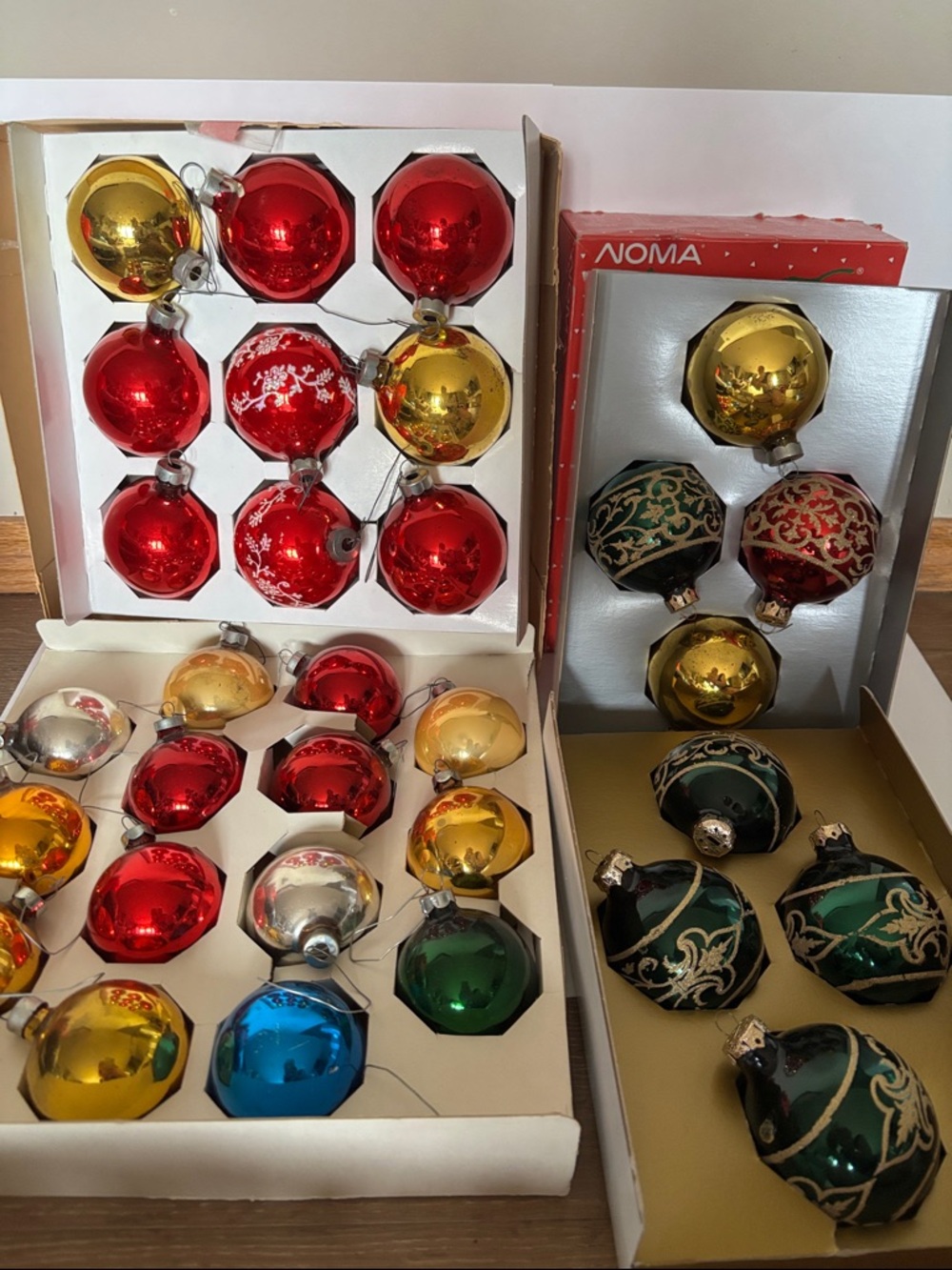 Noma Doublglo glass Christmas ornaments
